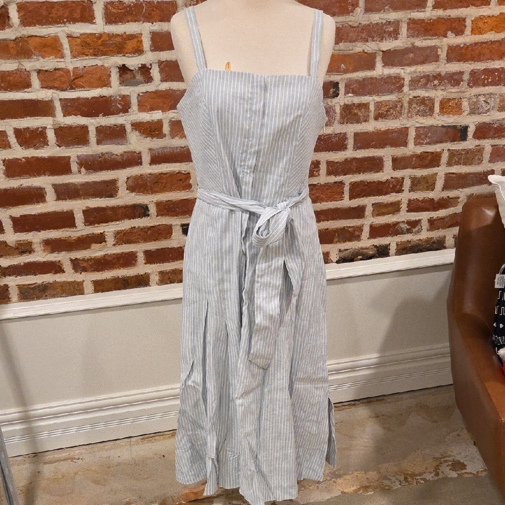 Club Monaco Blue and White Striped Midi Dress